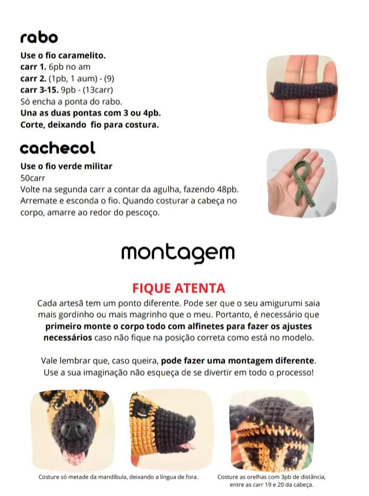 Chart de Amigurumi de Pastor Alemão Fofo e Detalhado