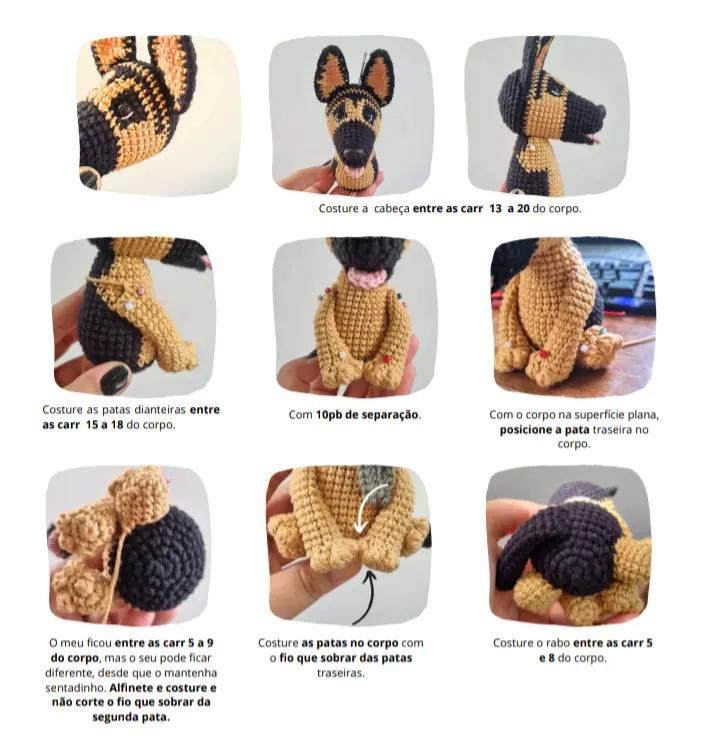 Chart de Amigurumi de Pastor Alemão Fofo e Detalhado