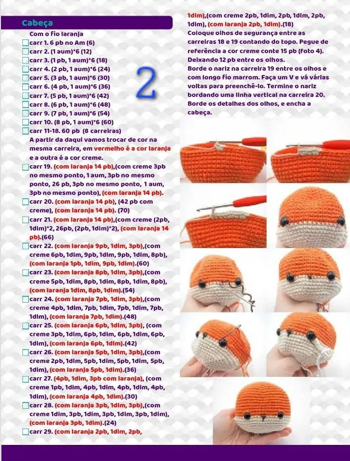 Chart de Crochê Intermediário para Raposa Amigurumi Fofa