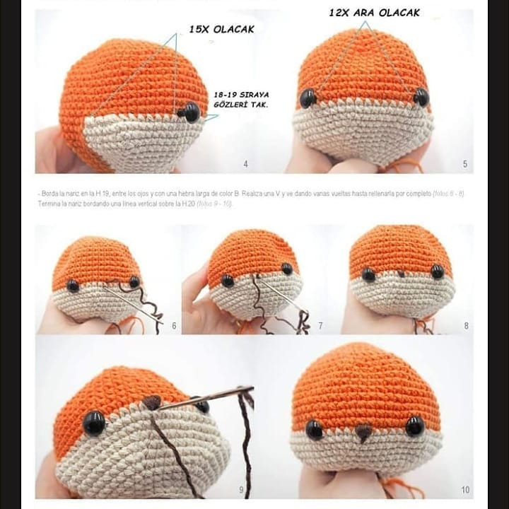 Chart de Crochê Intermediário para Raposa Amigurumi Fofa