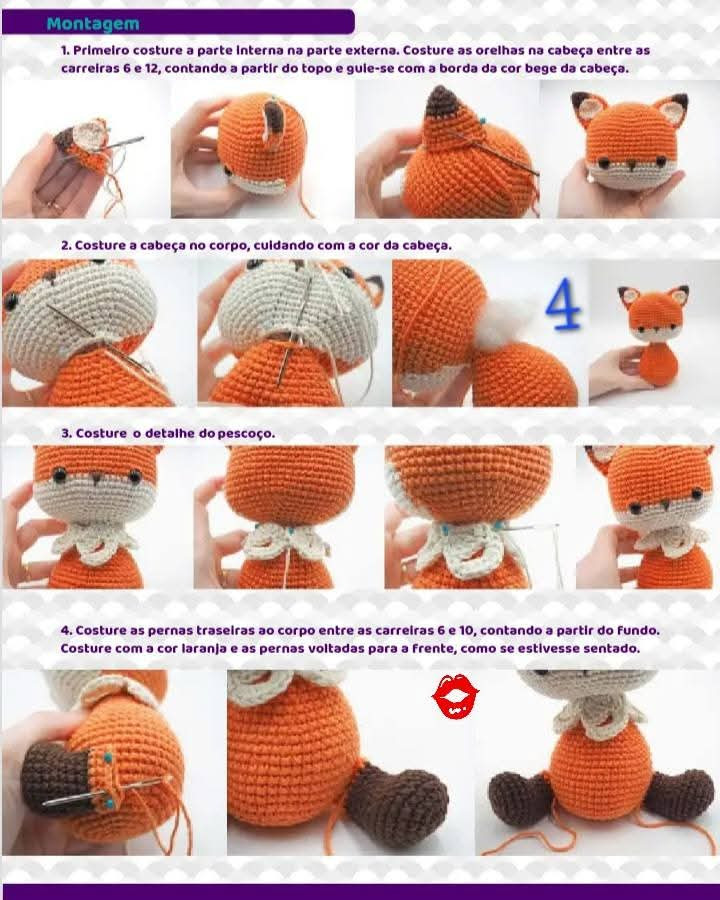 Chart de Crochê Intermediário para Raposa Amigurumi Fofa