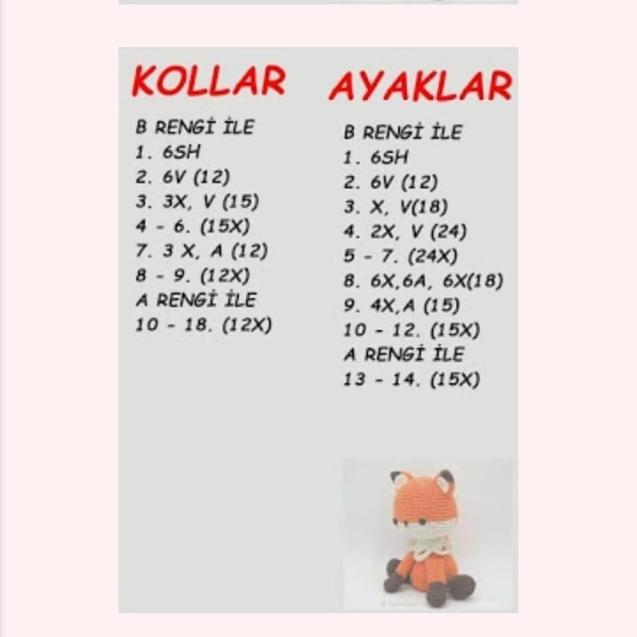 Chart de Crochê Intermediário para Raposa Amigurumi Fofa