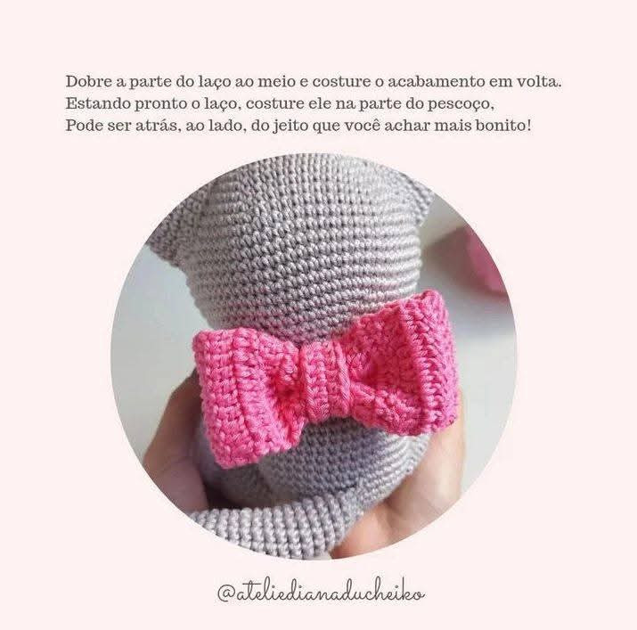 Chart de Crochê para Gatinho Amigurumi Adorável com Detalhes Cor-de-Rosa