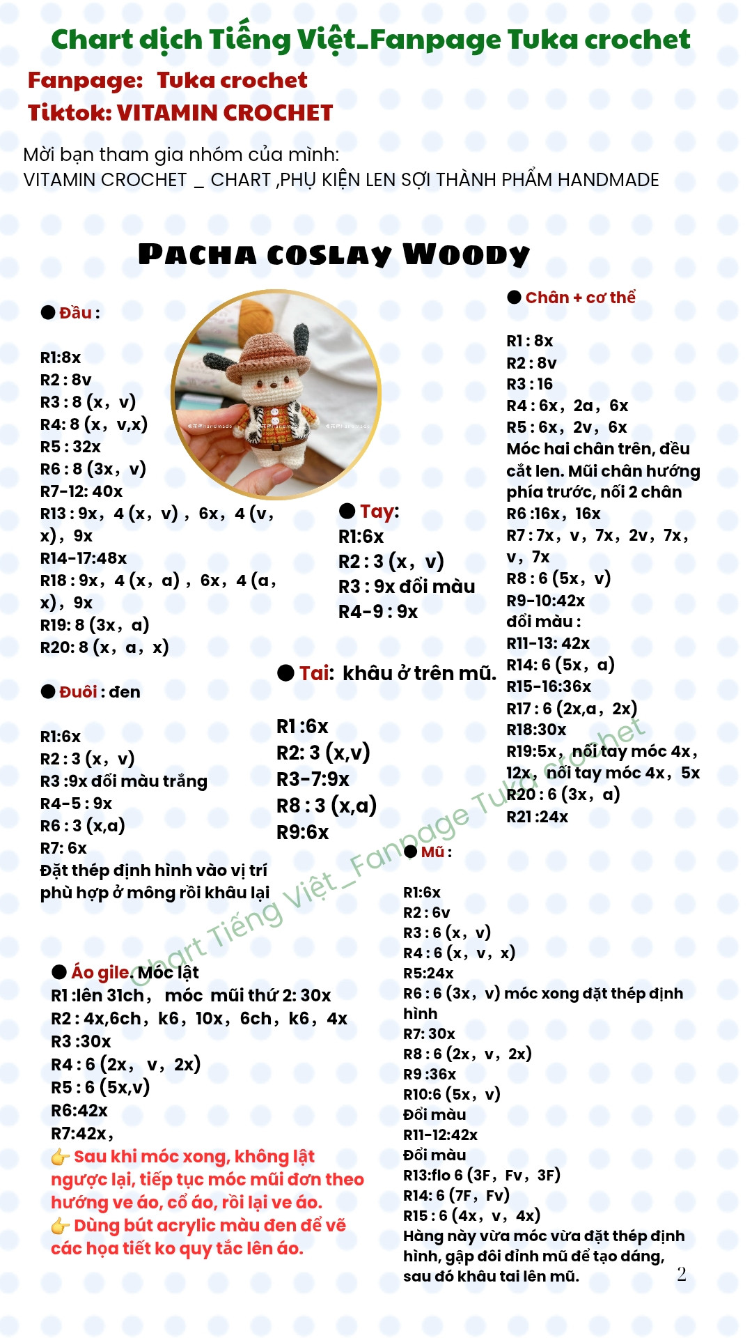 🐶 CHART FREE – CHÓ PACHA COSPLAY WOODY