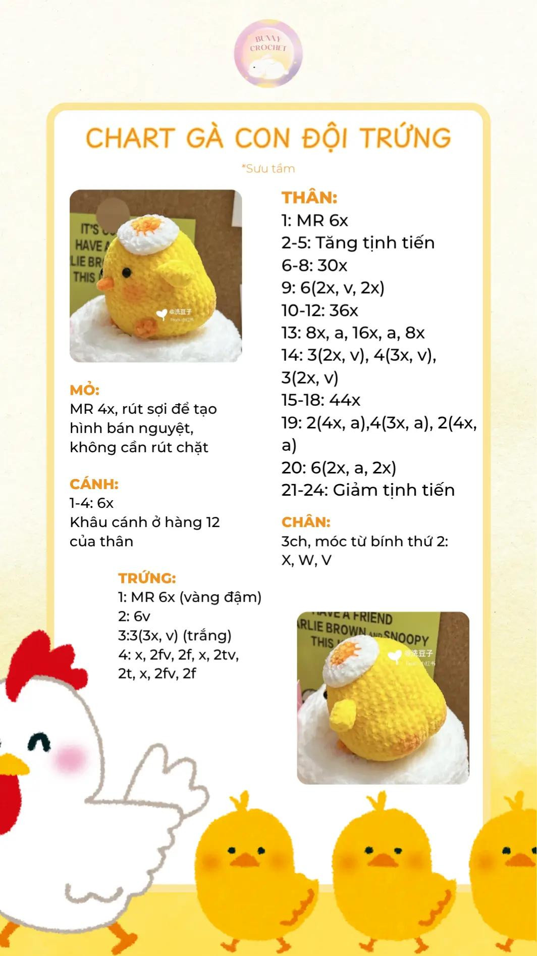 CHART GÀ CON ĐỘI MŨ TRỨNG SIÊU CUTE 🐰🧶🐣