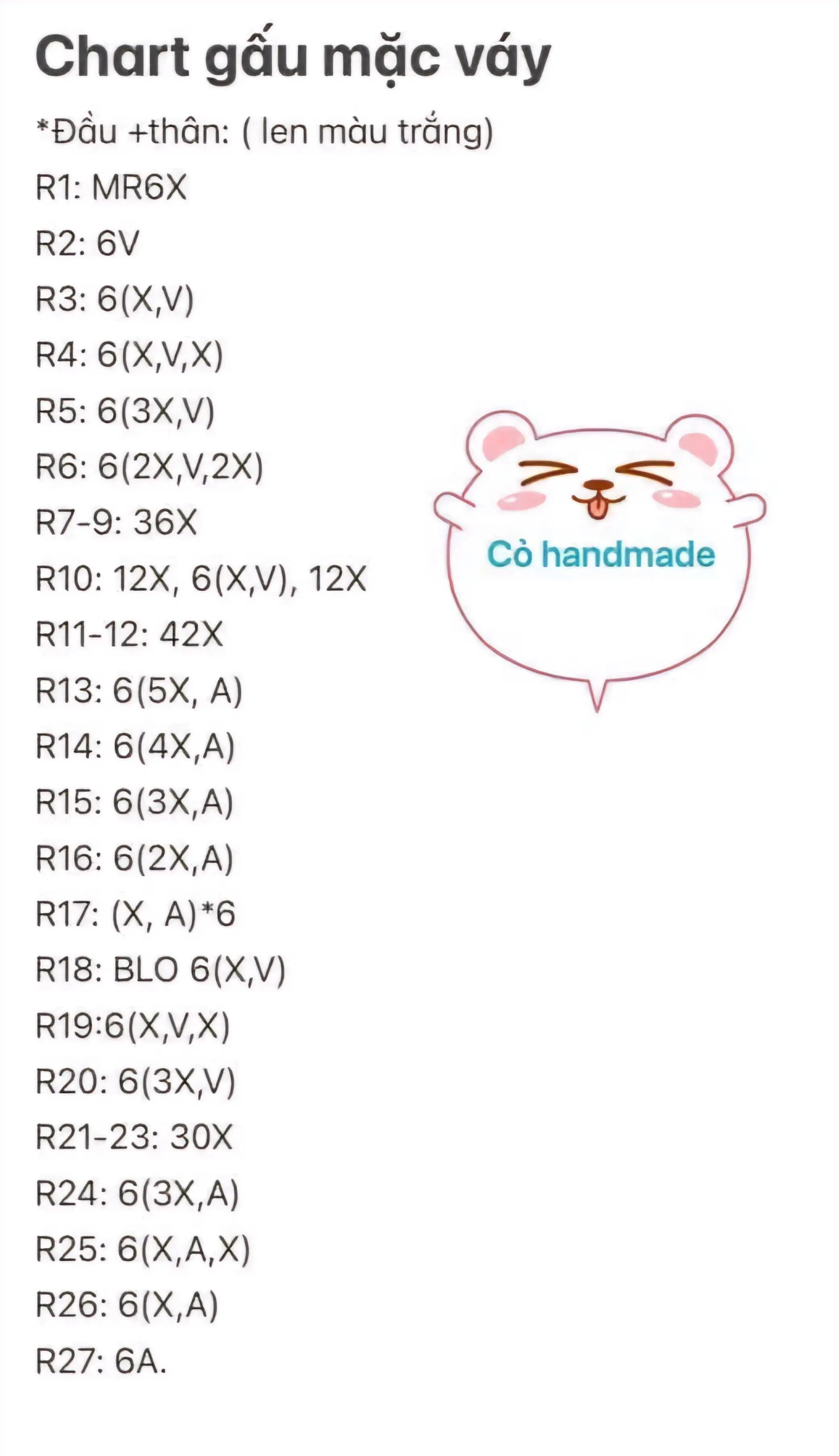 chart gấu mặc váy