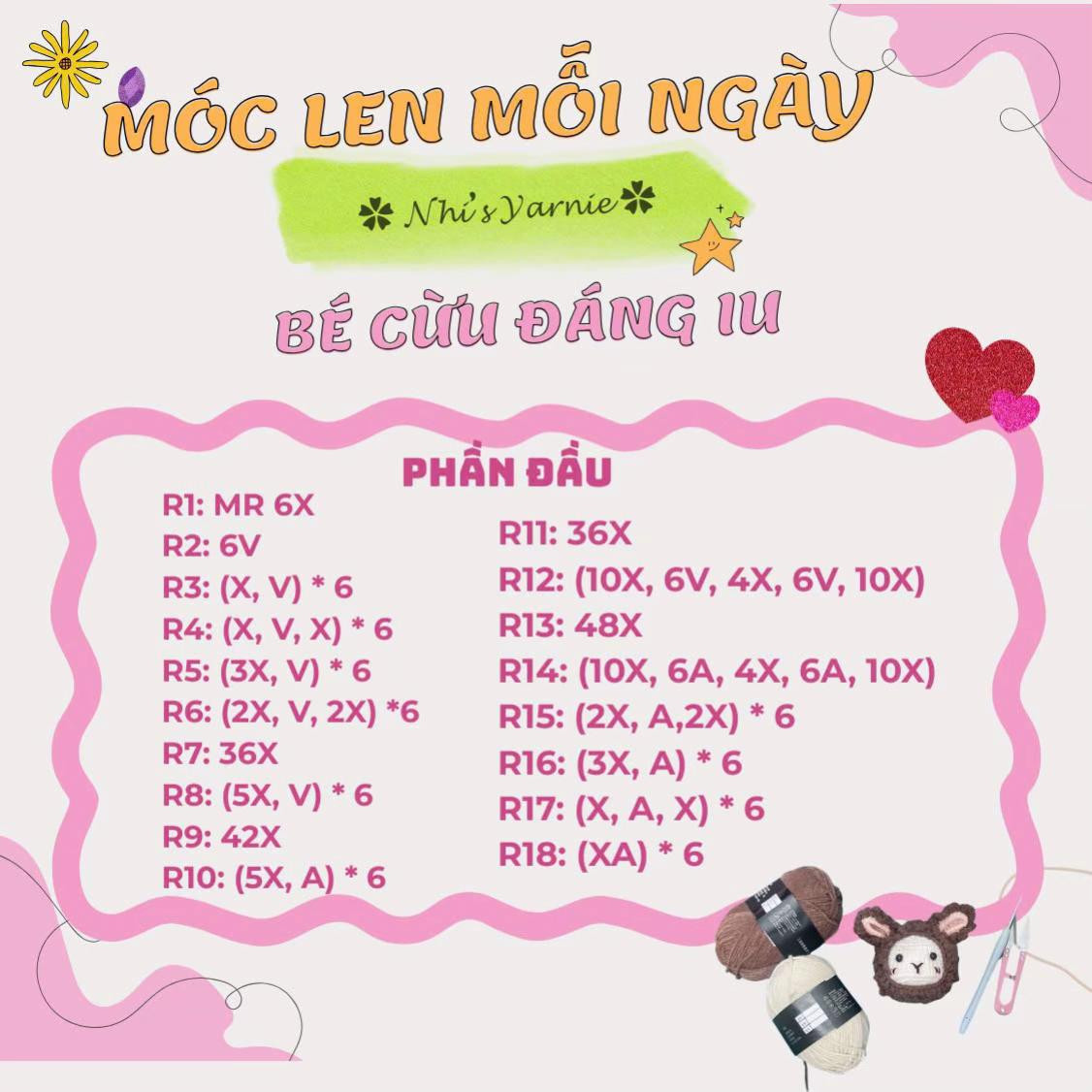 chart móc bé cừu đáng iu
