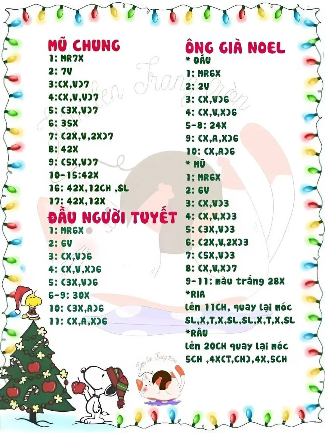 chart móc bé heo giáng sinh, bé heo noel