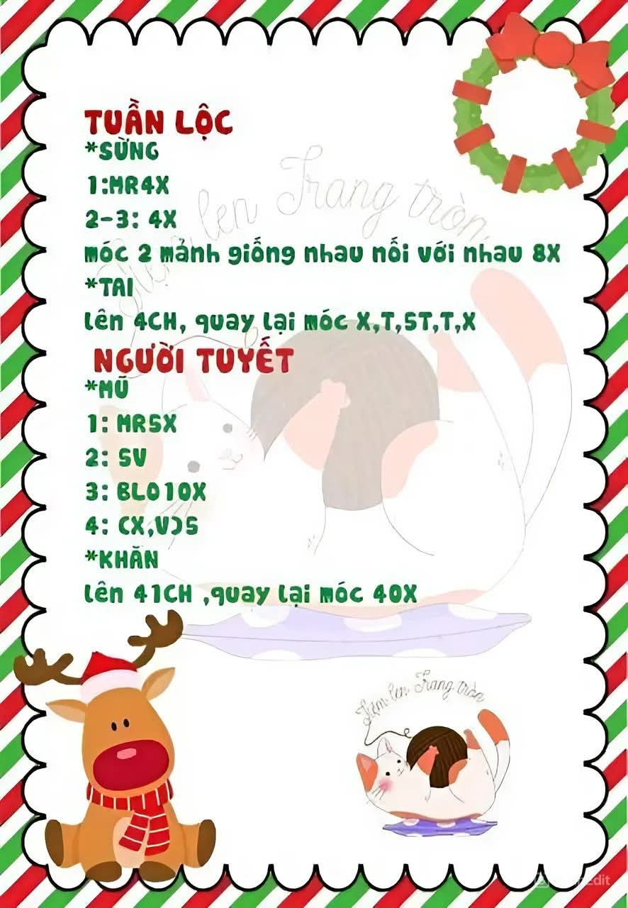 chart móc bé heo giáng sinh, bé heo noel