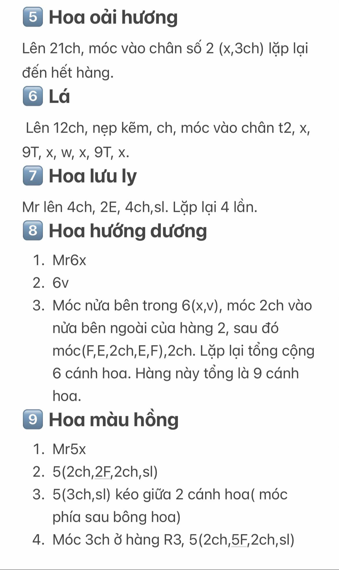 chart móc bó hoa cúc