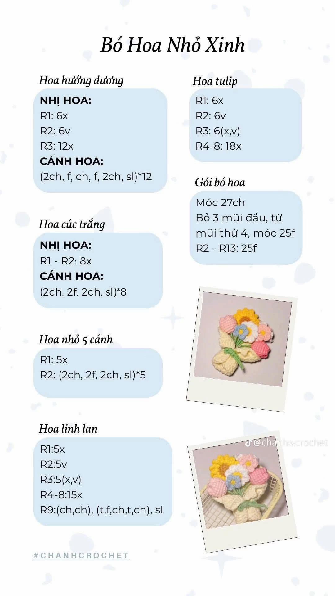 Chart móc bó hoa mini len