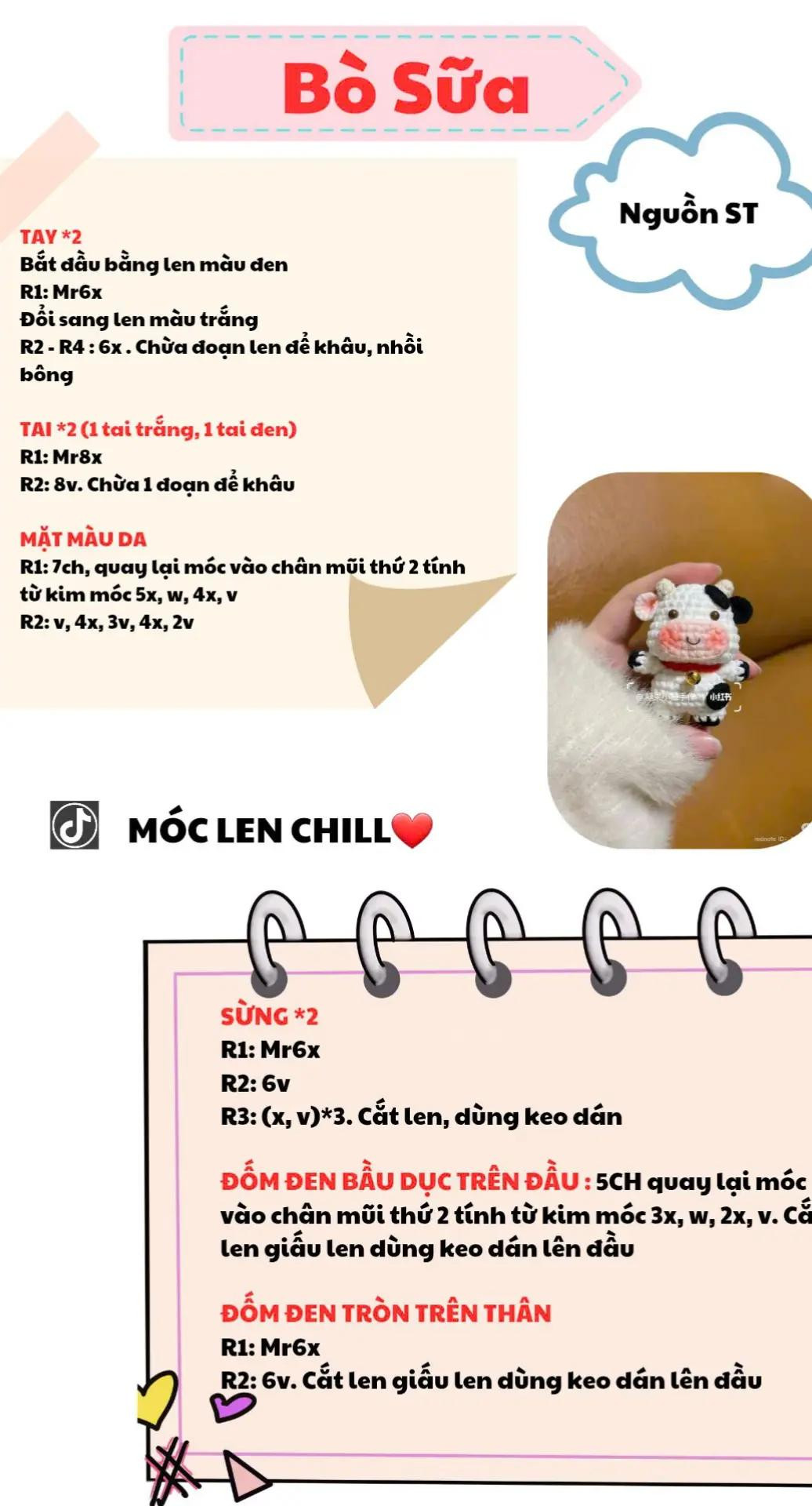 chart móc bò sữa len