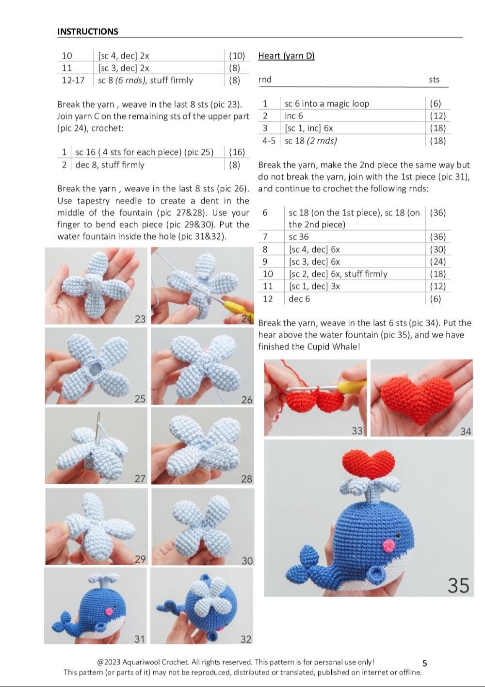 chart móc cá heo trái tim