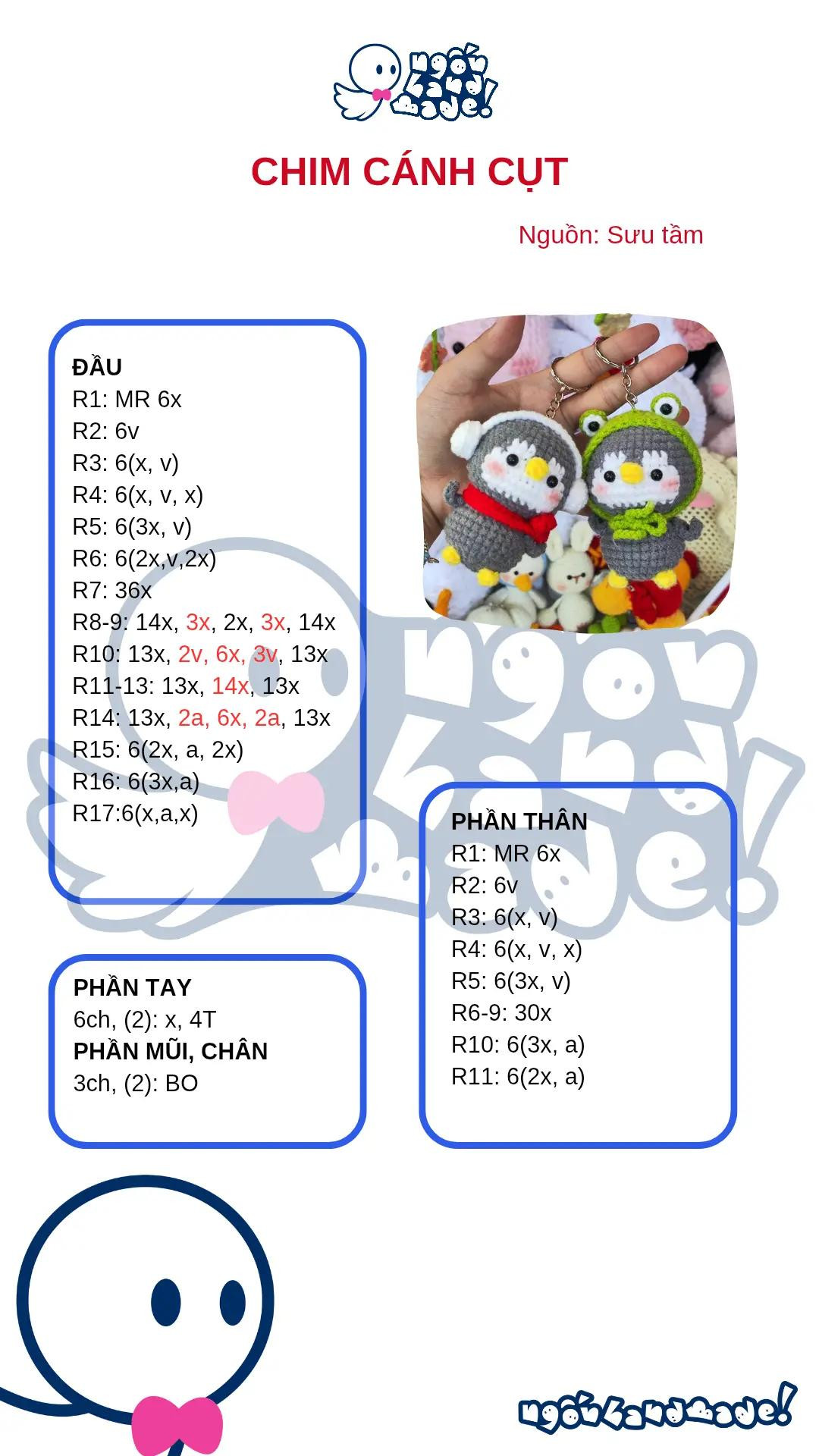 chart móc chim cánh cụt len
