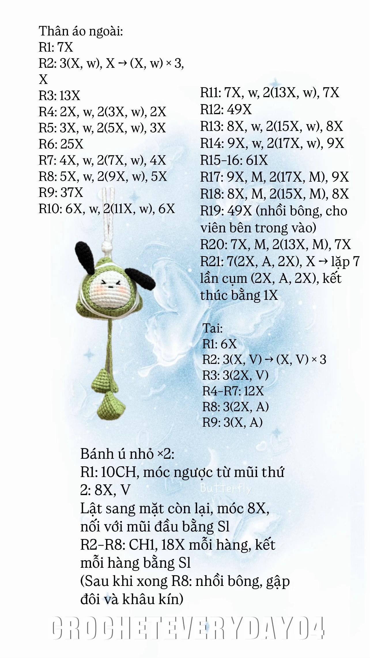 chart móc chó pacha cosplay bánh giò