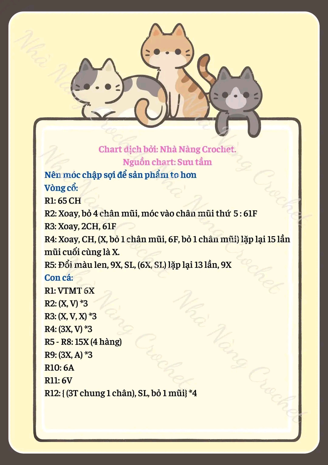 chart móc cổ áo cho mèo