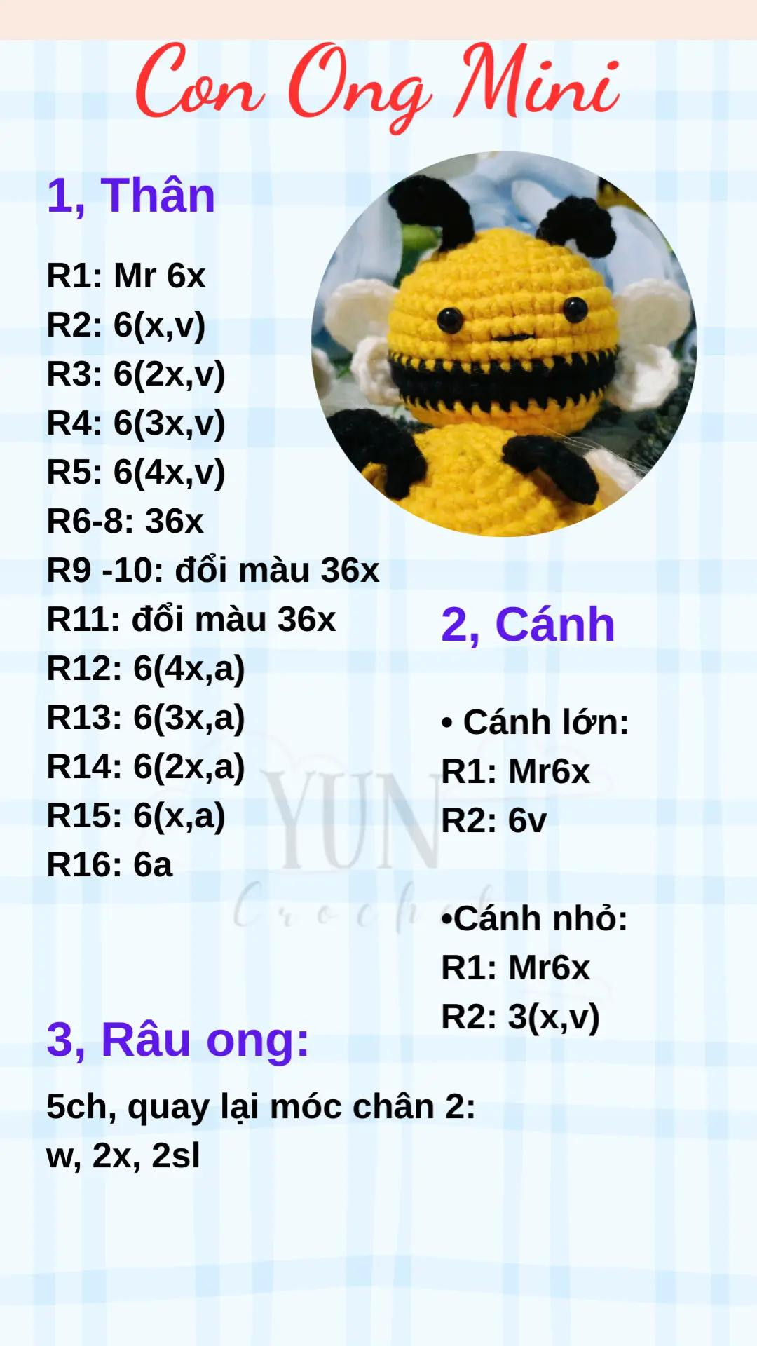 chart móc con ong mini