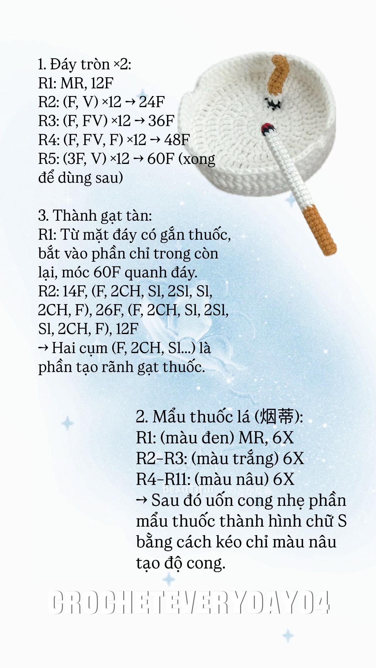 chart móc điếu thuốc lá và gạt tàn