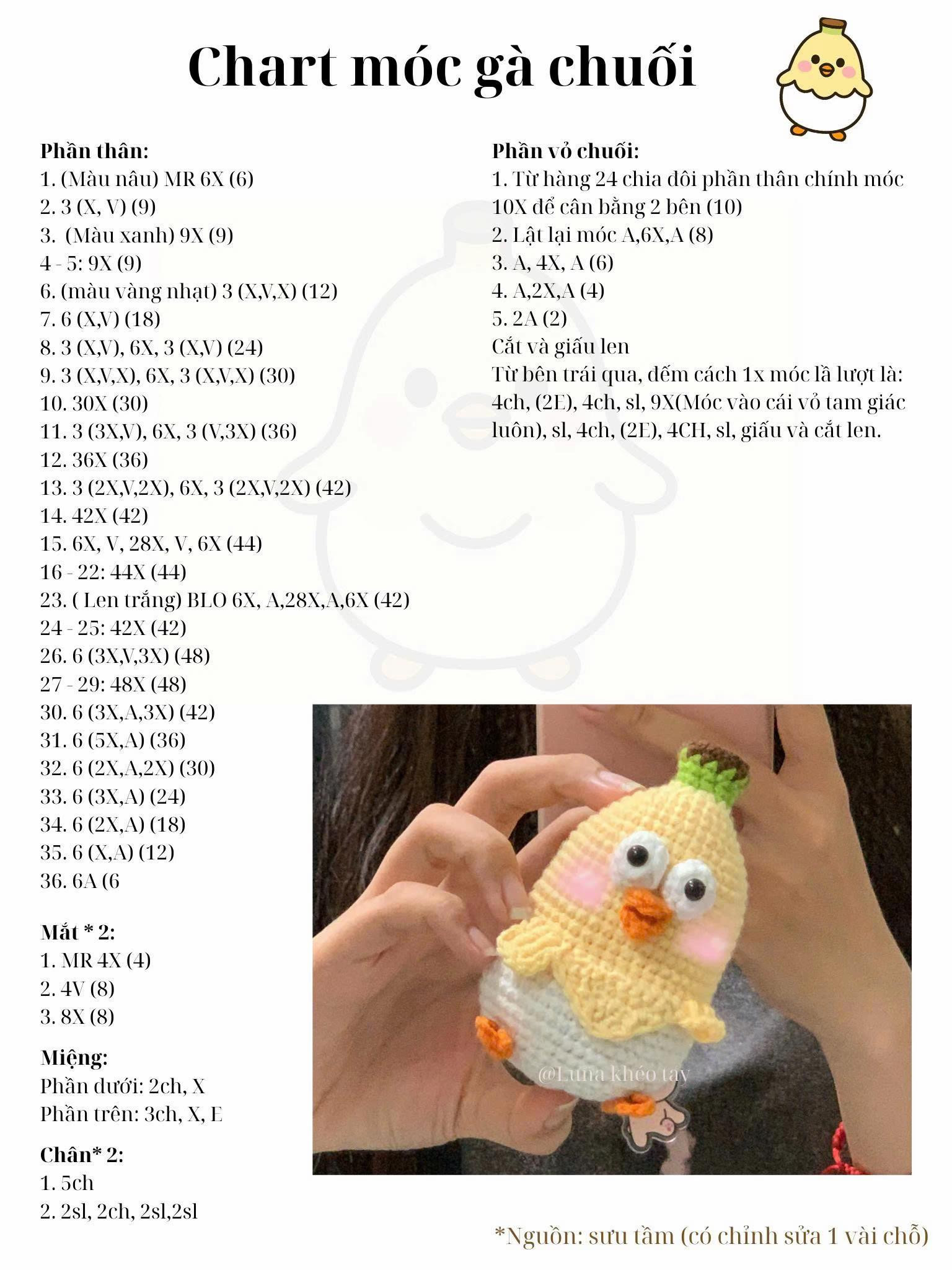 chart móc gà chuỗi cute