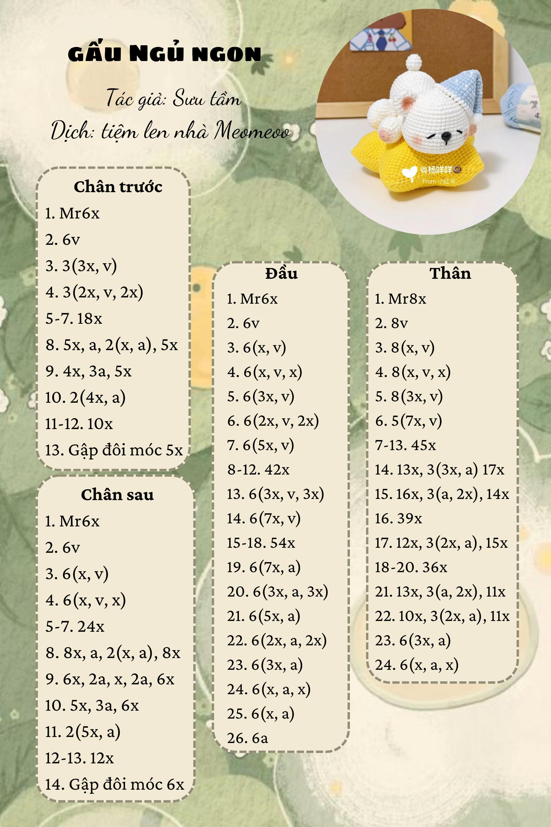 Chart móc gấu ngủ ngon