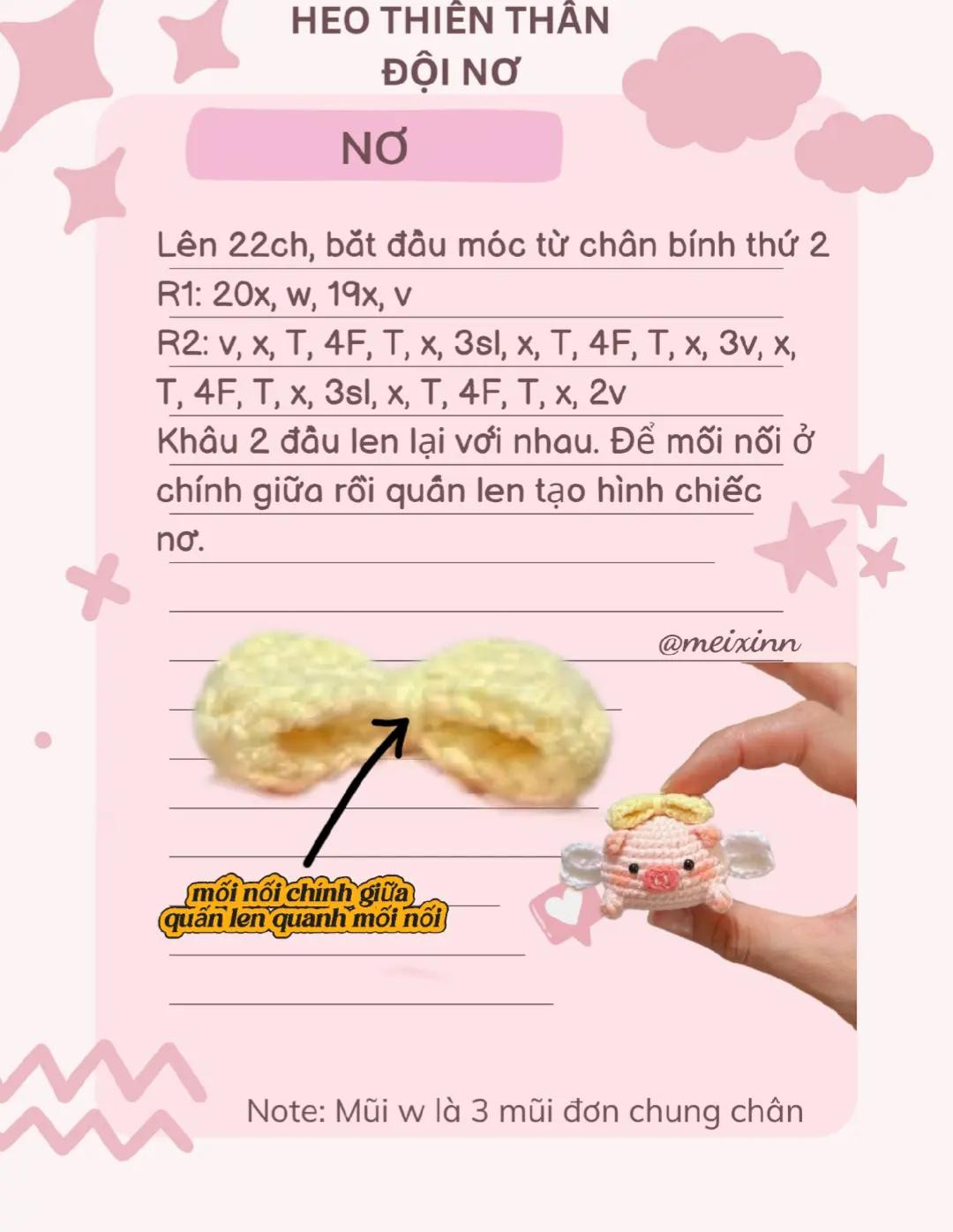 chart móc heo thiên thần đội nơ
