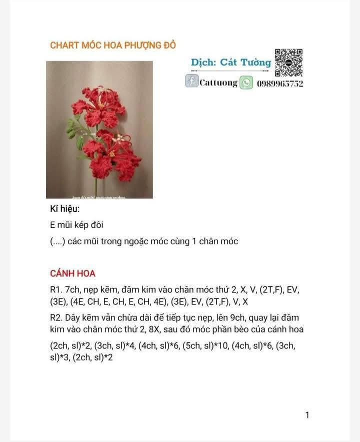 chart móc hoa phượng đỏ