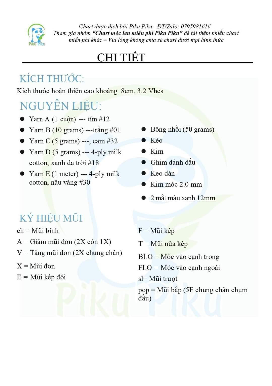 Chart Móc Len: Bốn Chú Cú Amigurumi Ngộ Nghĩnh Dễ Thương