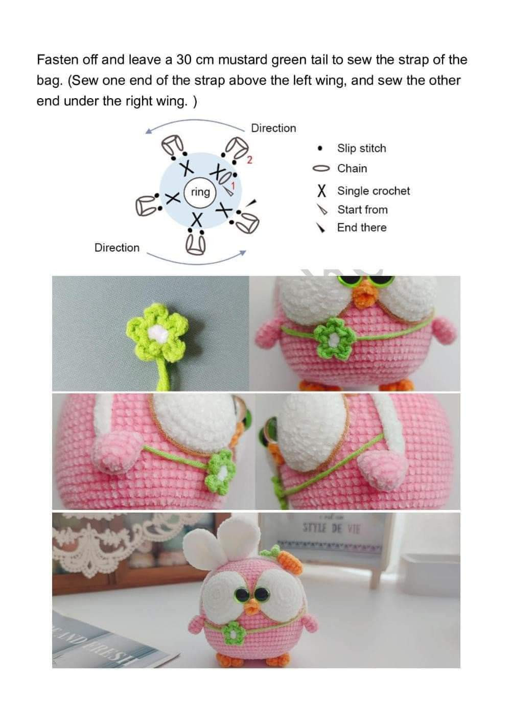 Chart Móc Len: Bốn Chú Cú Amigurumi Ngộ Nghĩnh Dễ Thương