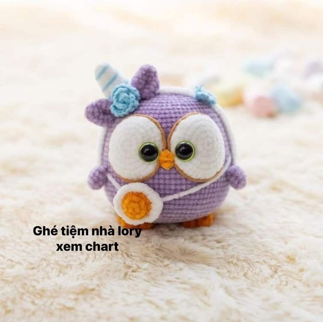 Chart Móc Len: Bốn Chú Cú Amigurumi Ngộ Nghĩnh Dễ Thương