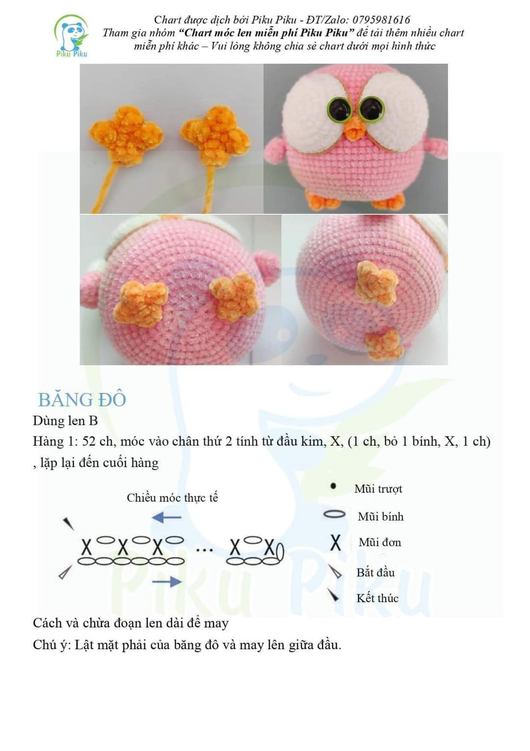 Chart Móc Len: Bốn Chú Cú Amigurumi Ngộ Nghĩnh Dễ Thương