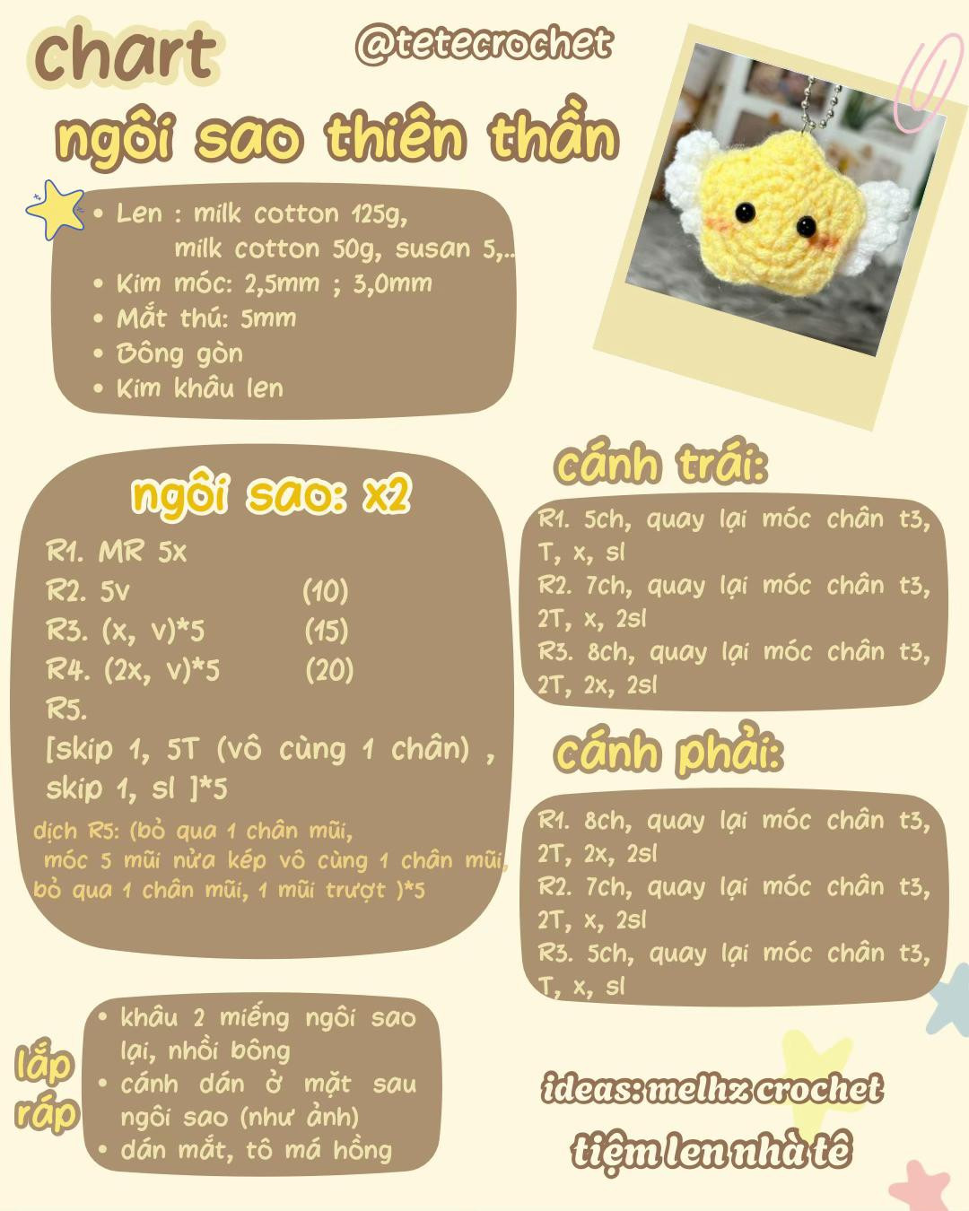 Chart móc len cho ngôi sao thiên thần dễ thương