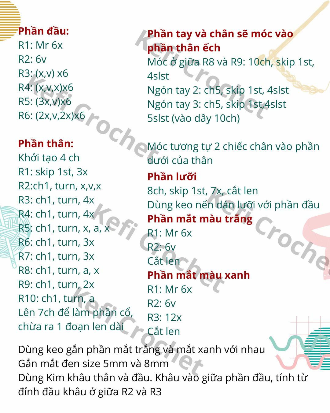 Chart Móc Len Ếch Xanh Ngộ Nghĩnh Cho Người Mới Bắt Đầu