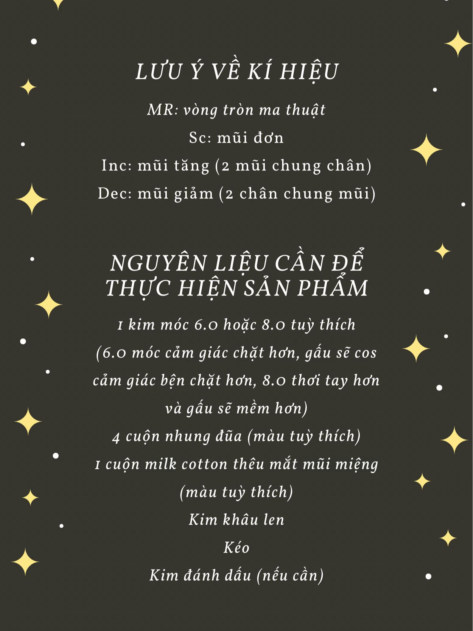 chart móc len gấu bông