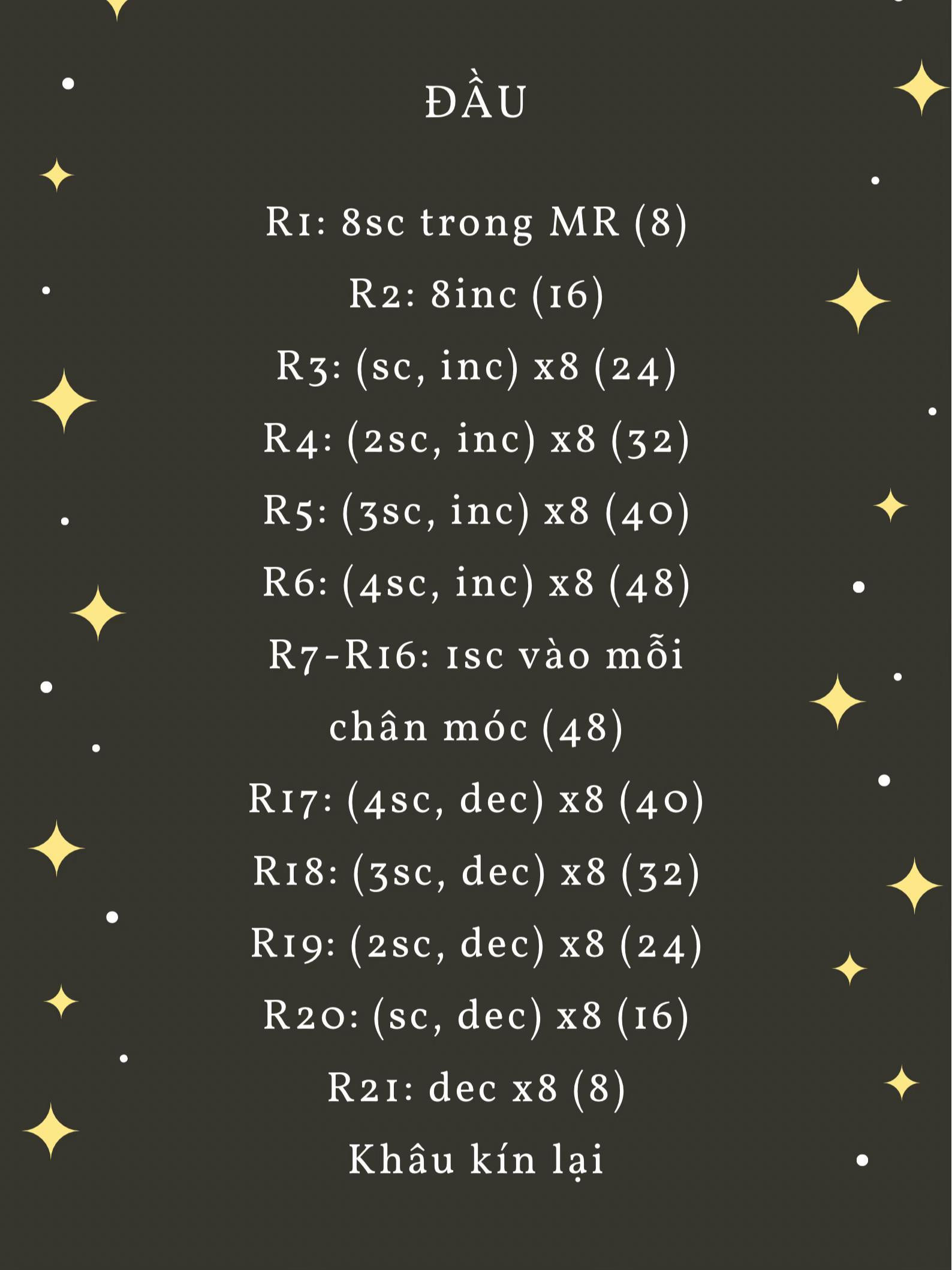 chart móc len gấu bông