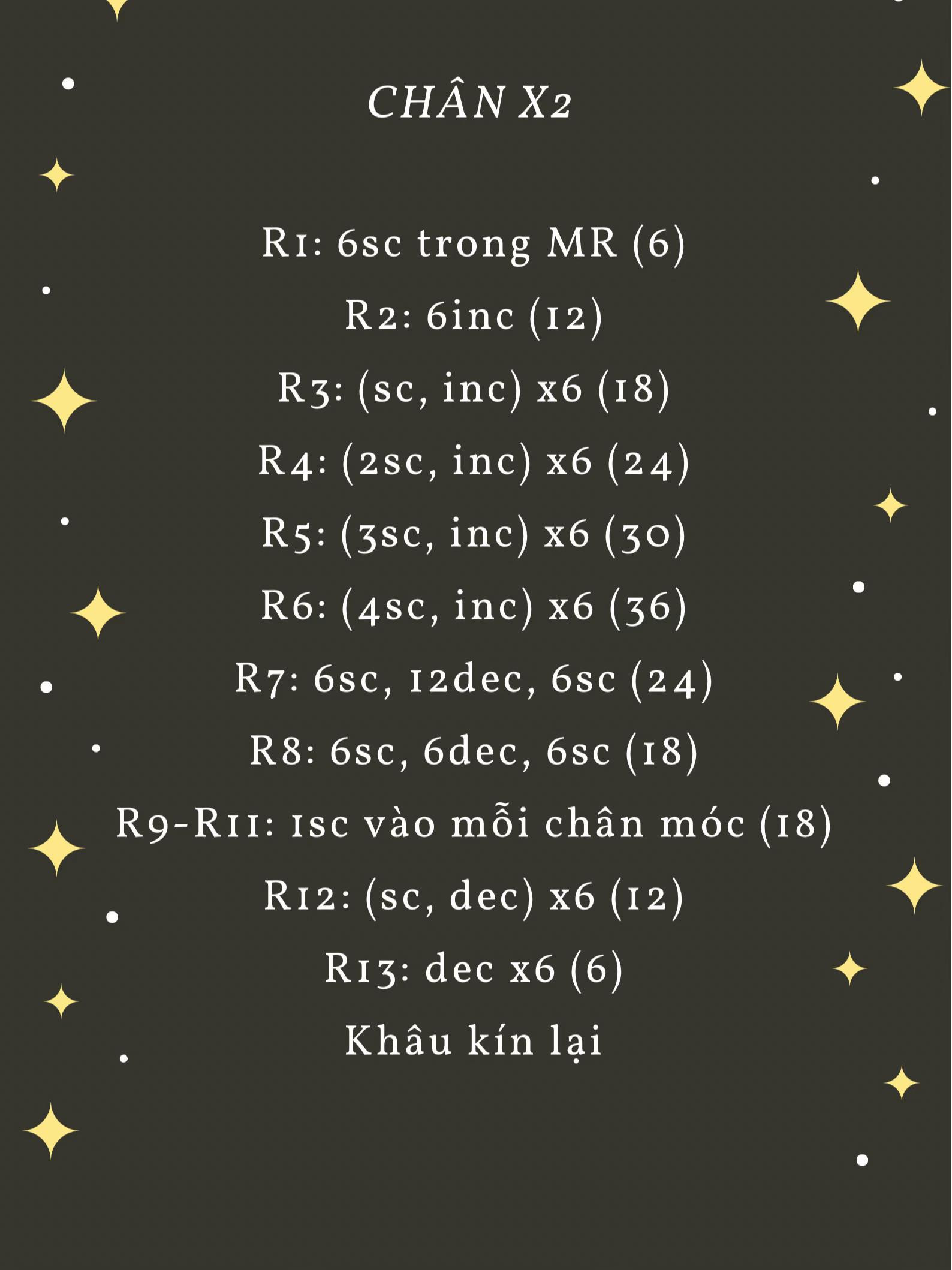 chart móc len gấu bông