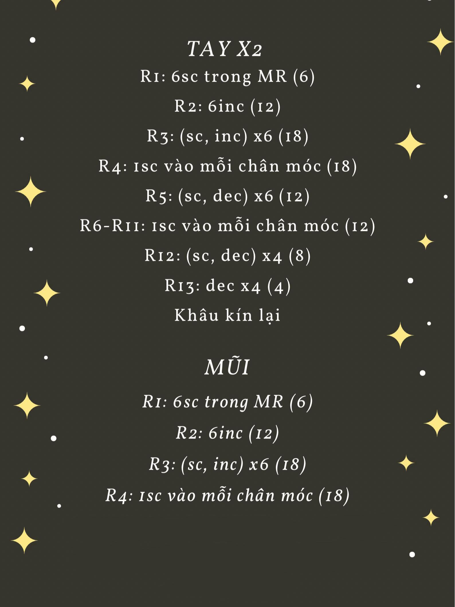 chart móc len gấu bông