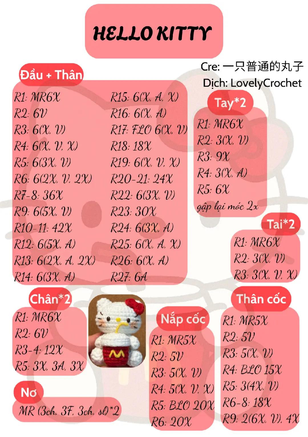chart móc len hello kitty