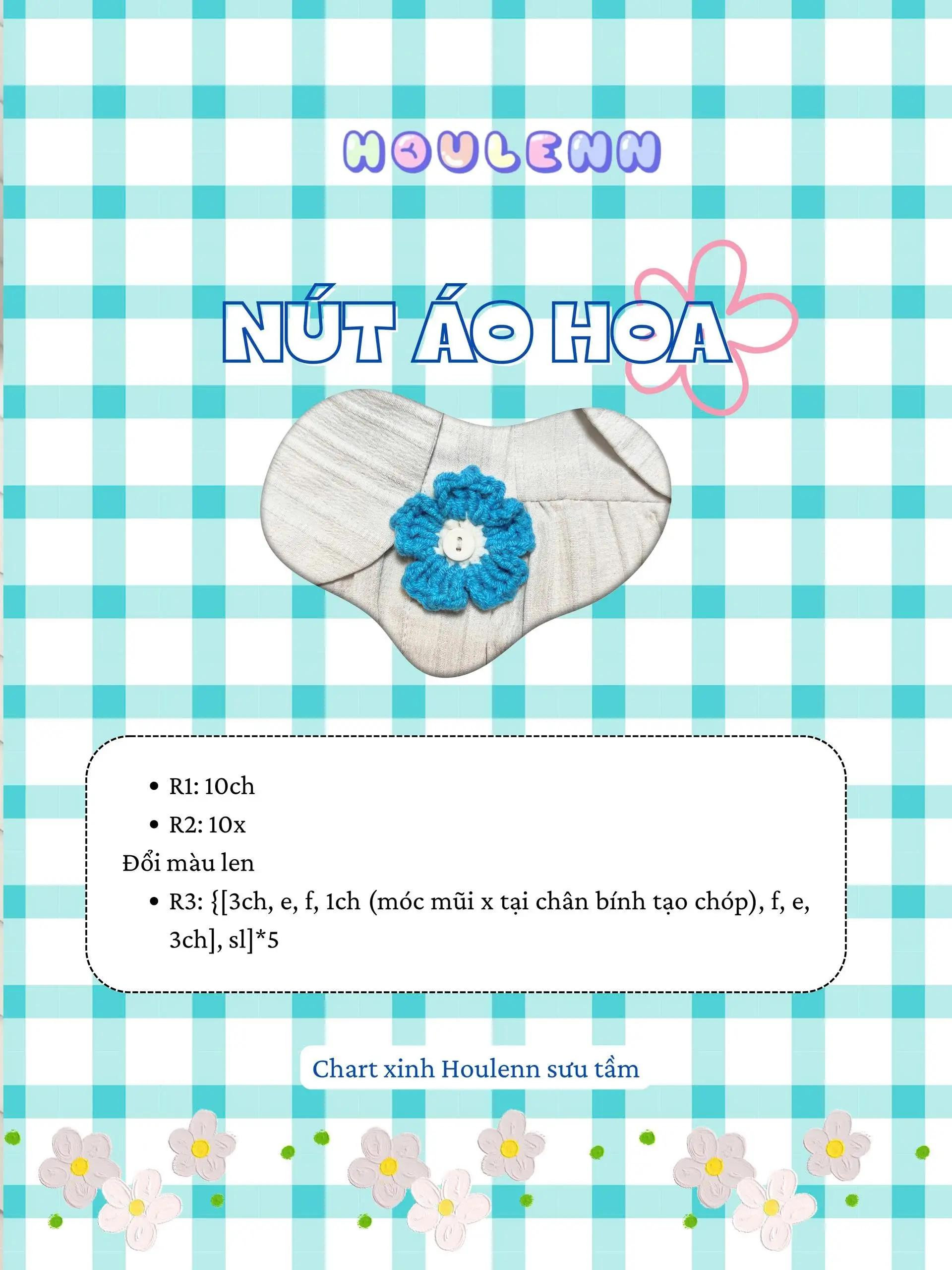 Chart móc len hình nút áo hoa dễ thương và sáng tạo