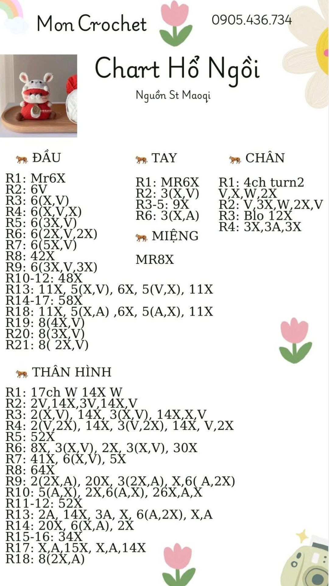 chart móc len hổ ngồi