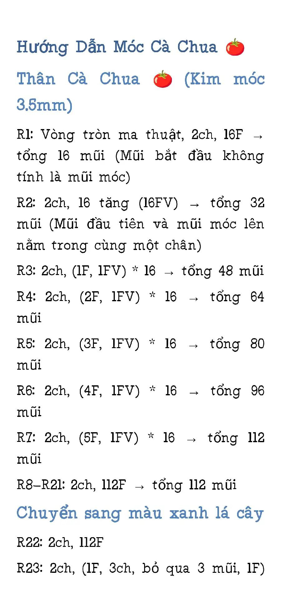 chart móc len mũ cà chua