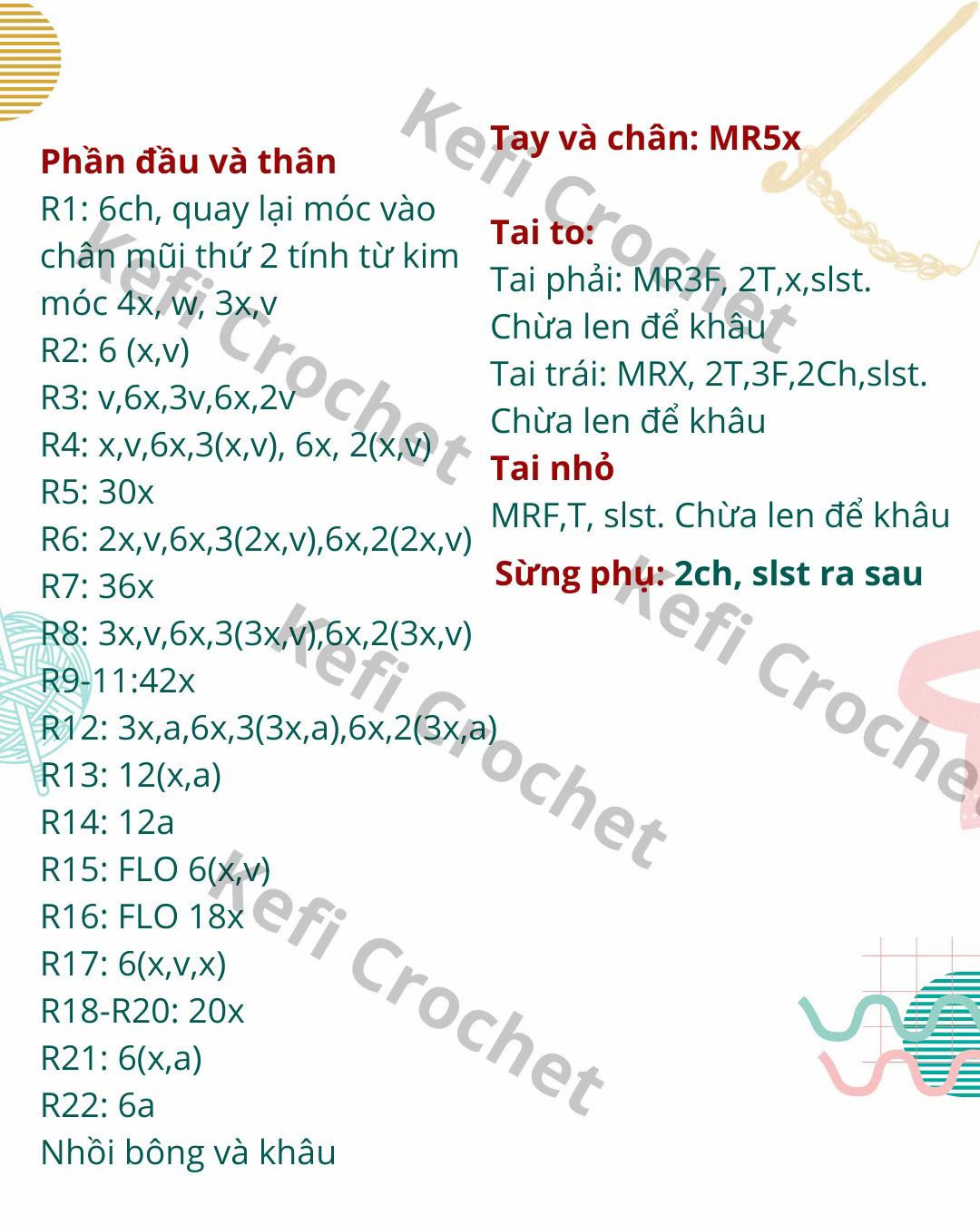 Chart móc len Rồng Răng Sún đáng yêu cho người mới bắt đầu