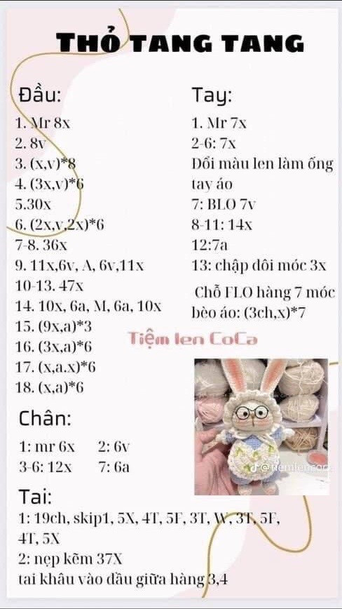 chart móc len thỏ tang tang đeo yếm