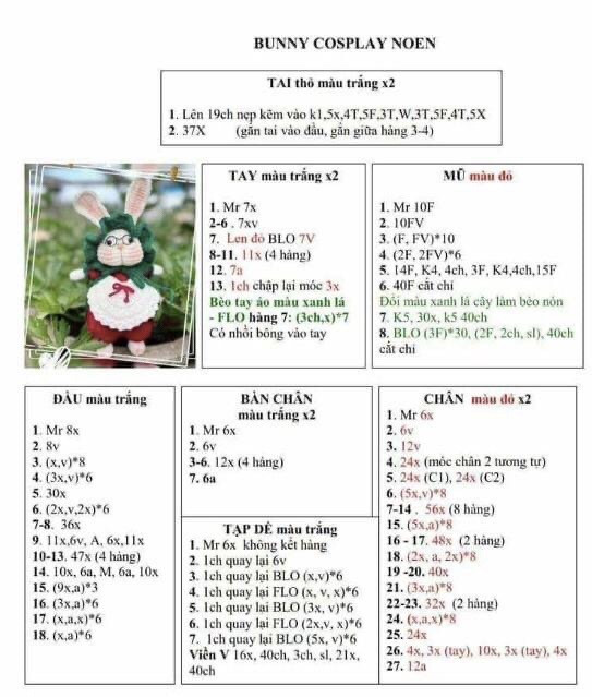 chart móc len thỏ tang tang đeo yếm
