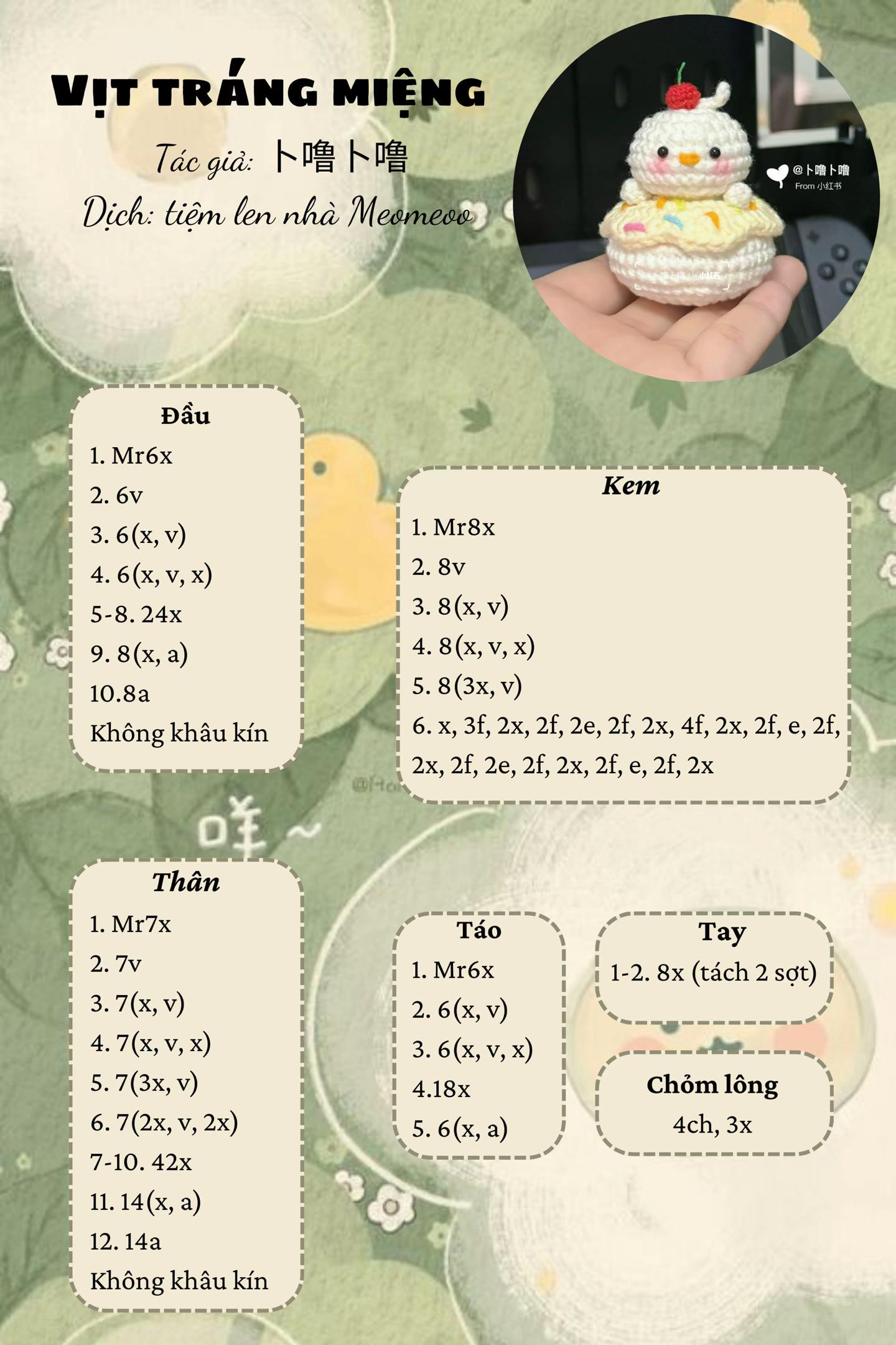 chart móc len vịt tráng miệng