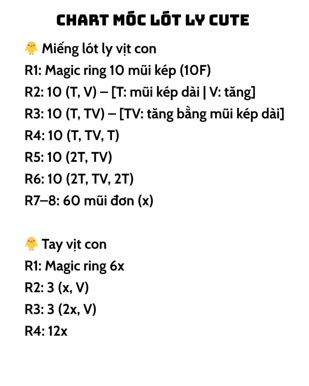 chart móc lót ly cute