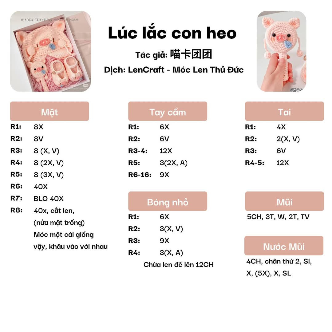 chart móc nón heo con