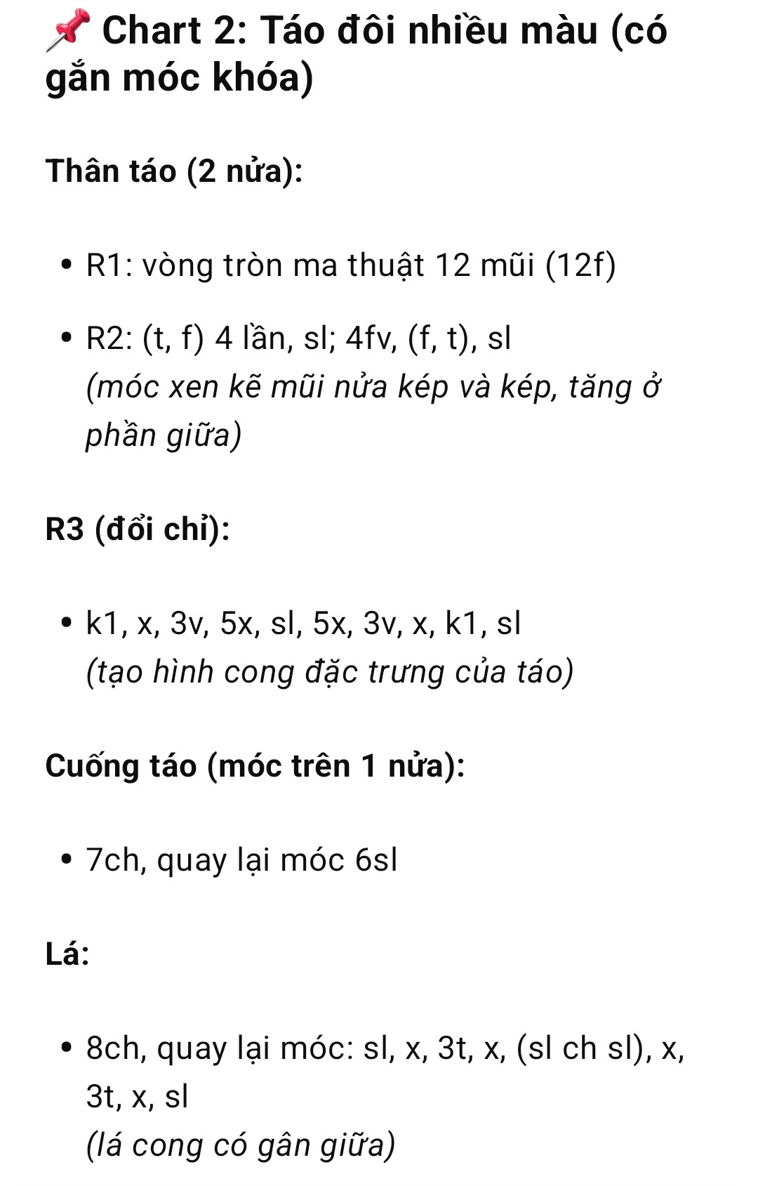 chart móc quả táo đỏ