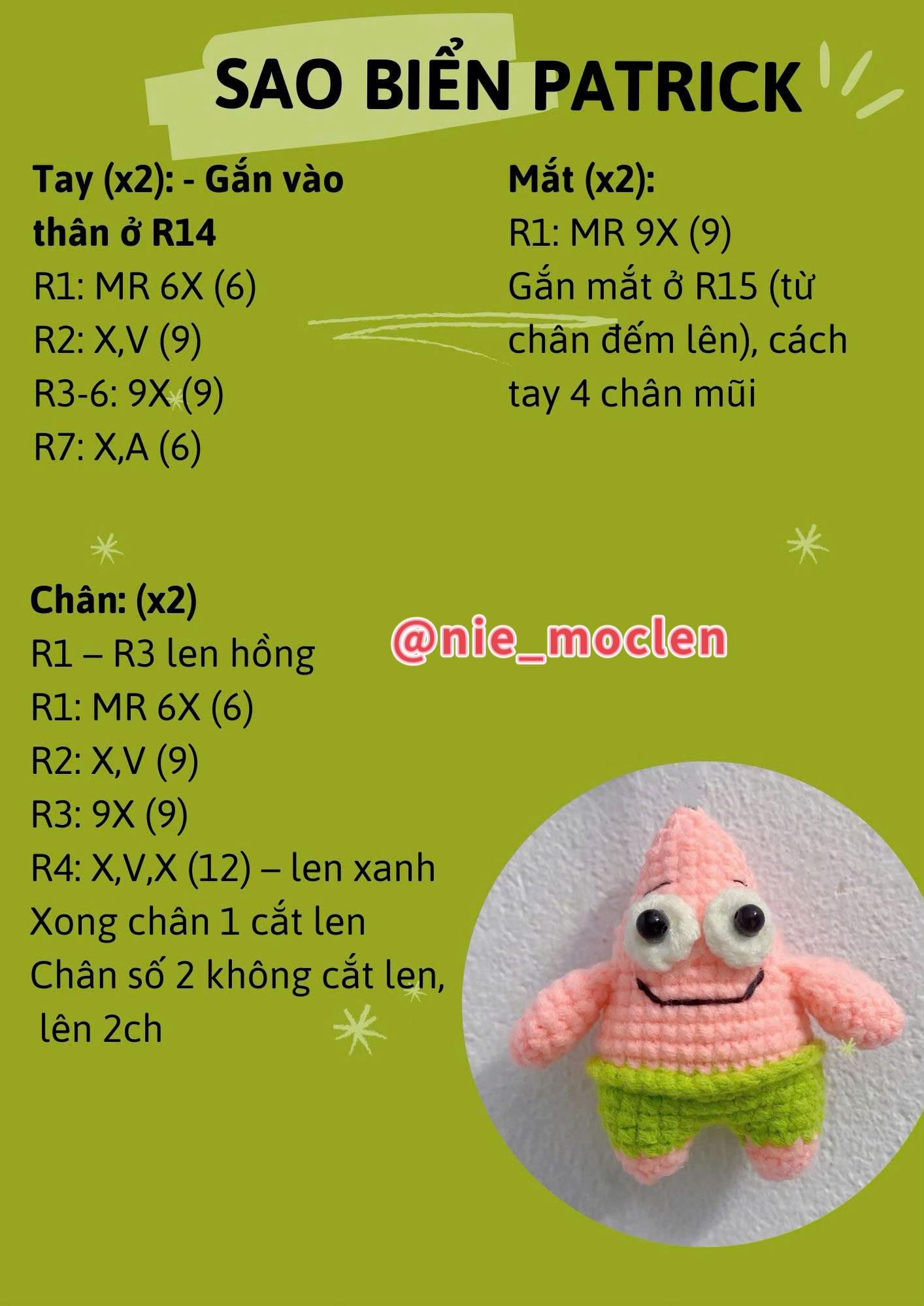 chart móc sao biển patrick móc len