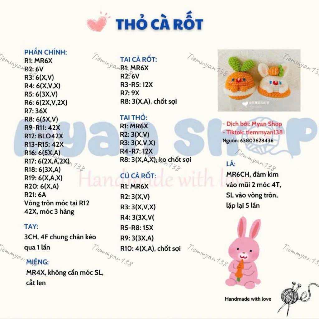 chart móc thỏ cà rốt móc
