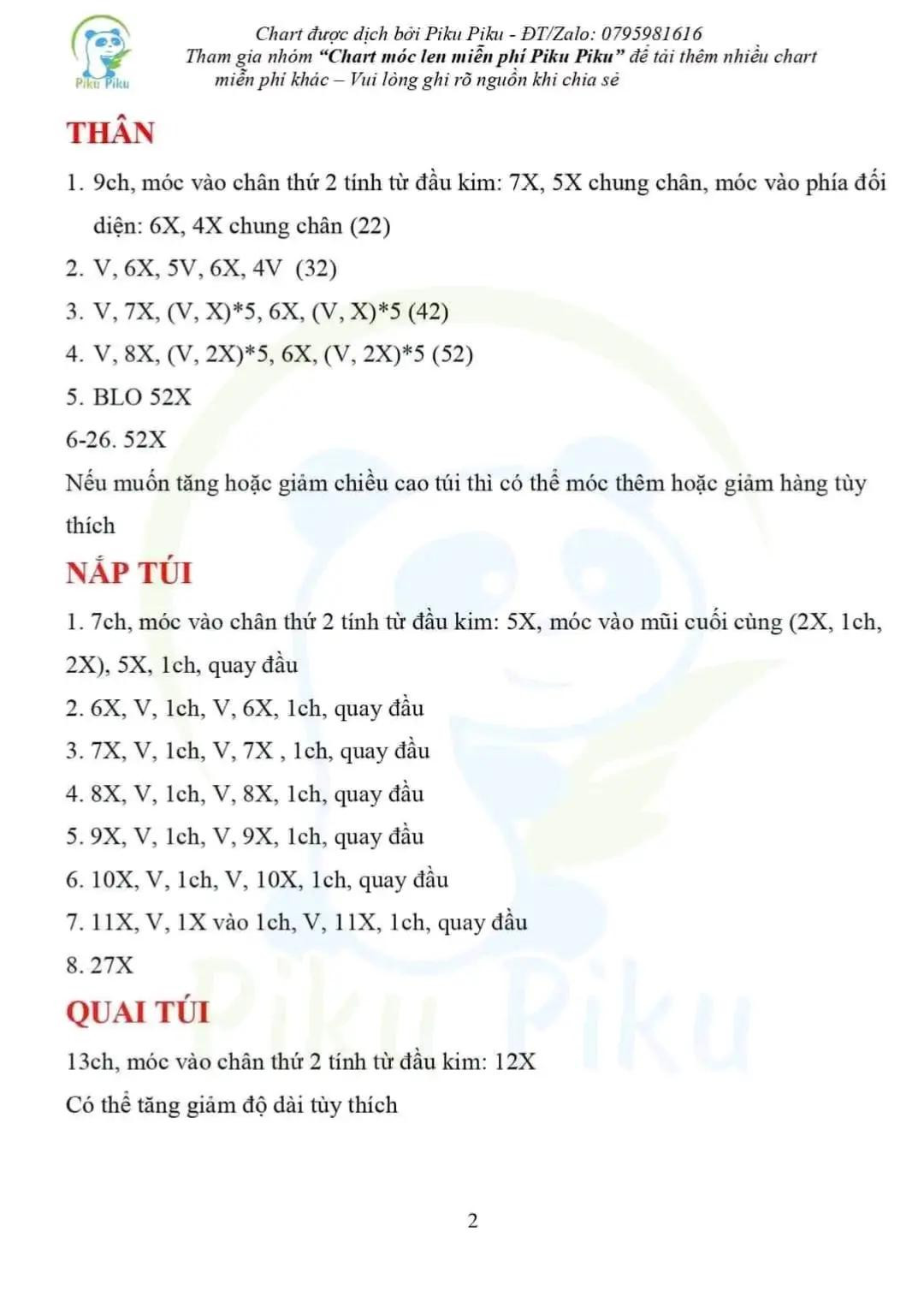 chart móc túi len